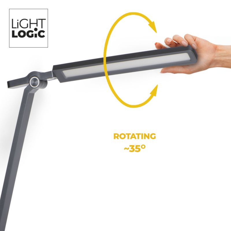 LED skrivebordslampe LightLogic LL UNHED LED GR 66489 med justerbar farvetemperatur 3000/4000/6500 K, grå, touch, 1 stk.
