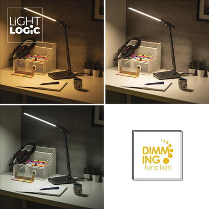 LED skrivebordslampe LightLogic LL UNHED LED GR 66489 med justerbar farvetemperatur 3000/4000/6500 K, grå, touch, 1 stk.