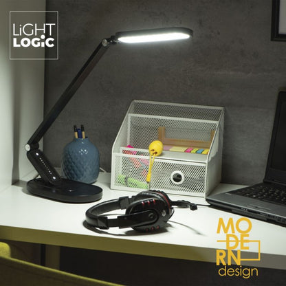 LightLogic LL VERPO LED B bordlampe med justerbar farvetemperatur 3000/4000/6500 K til børn, sort natlampe, 1 stk.