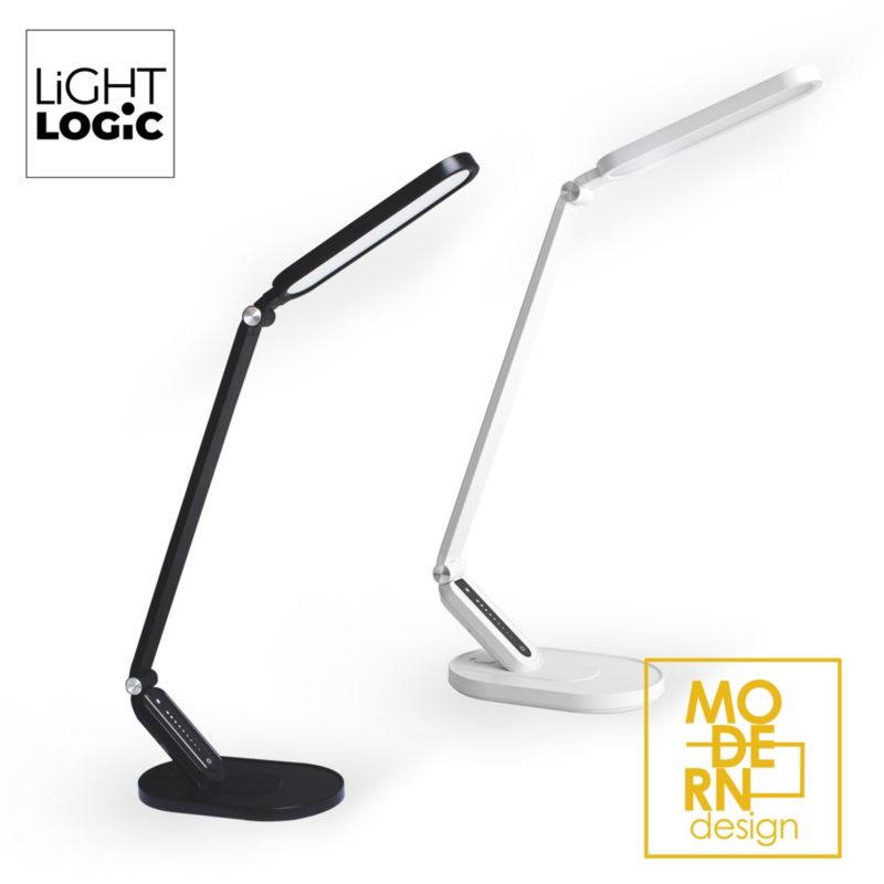 LED skrivebordslampe LightLogic LL VERPO LED W 66404 med justerbar farvetemperatur 3000/4000/6500 K til børn, hvid natlampe, 1 stk.