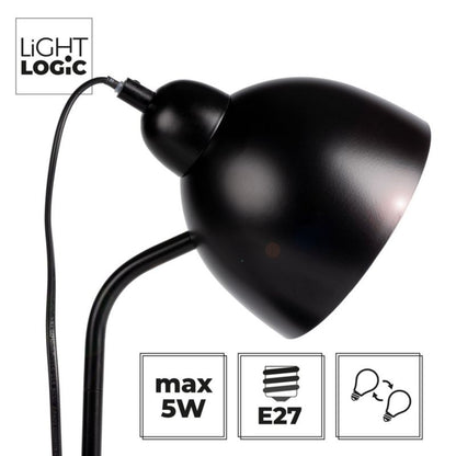 LightLogic LL DZIB TL E27 B skrivebordslampe 5W sort nattebord skole 1 stk.