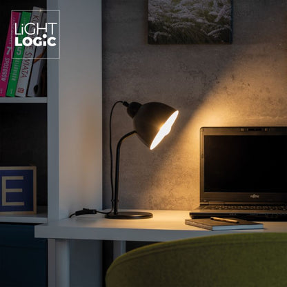 LightLogic LL DZIB TL E27 B skrivebordslampe 5W sort nattebord skole 1 stk.