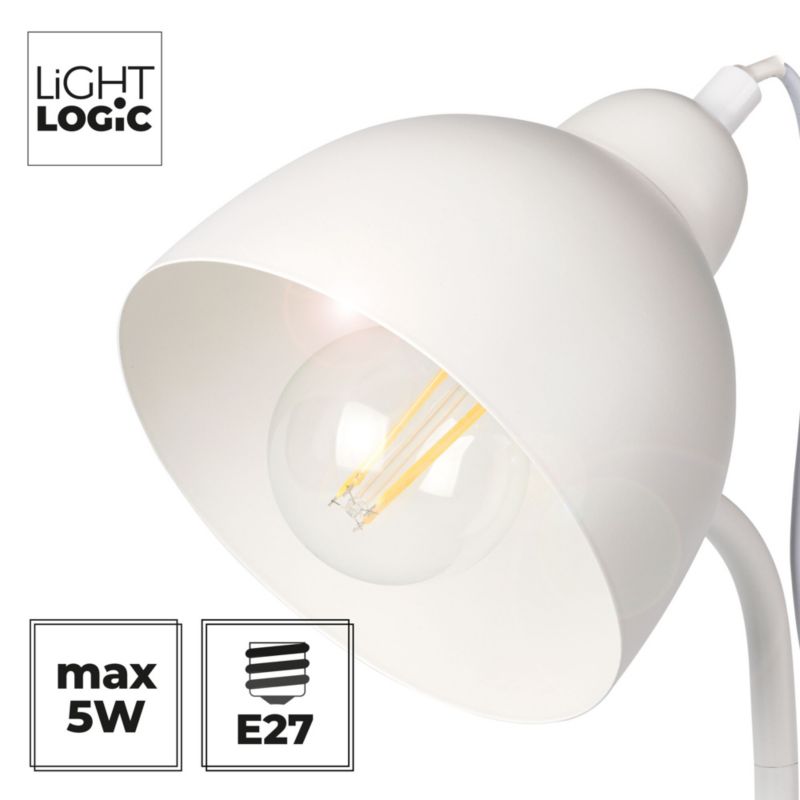 LightLogic LL DZIB TL E27 W skrivebordslampe 5W hvid 1 stk.