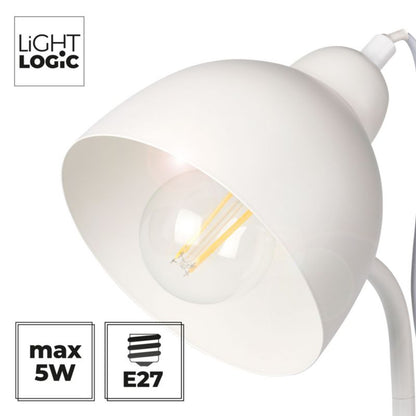 LightLogic LL DZIB TL E27 W skrivebordslampe 5W hvid 1 stk.