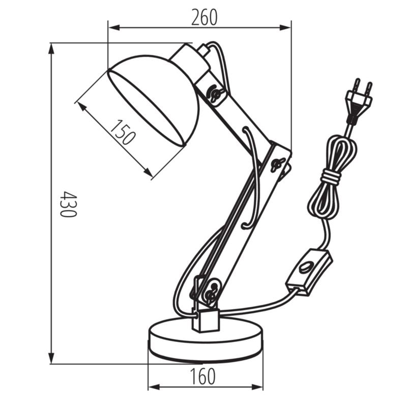 LightLogic LL UBUD TL E27 B skrivebordslampe sort med justerbar arm, 1 stk.