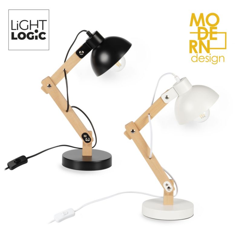 LightLogic LL UBUD TL E27 B skrivebordslampe sort med justerbar arm, 1 stk.