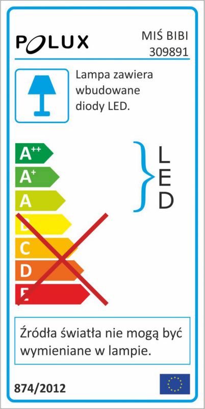 LED-lampe Polux Miś 2,5 W blå