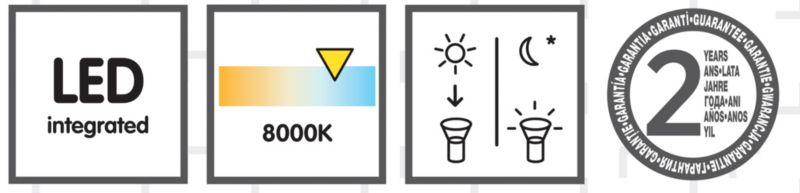 Solarlampe 1 x 0,06 W 6500 K Stål