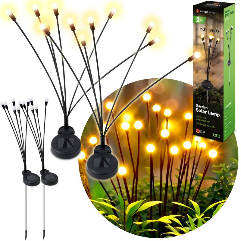 Ilumen jordspyds-solcellelampe LS-101 2 stk.