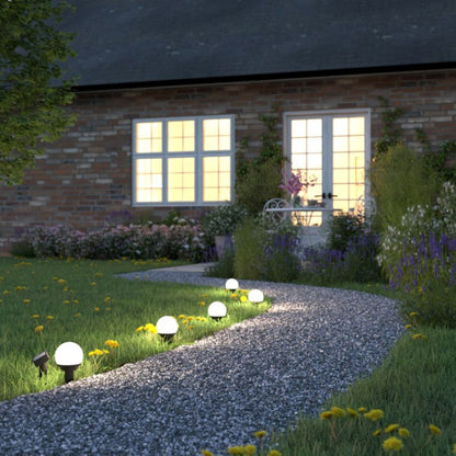 Solcellelampe kugle 9 cm til nedstikning, 5 stk.