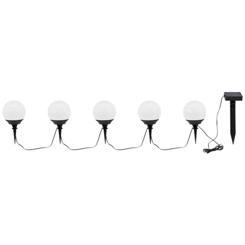 Solcellelampe kugle 9 cm til nedstikning, 5 stk.