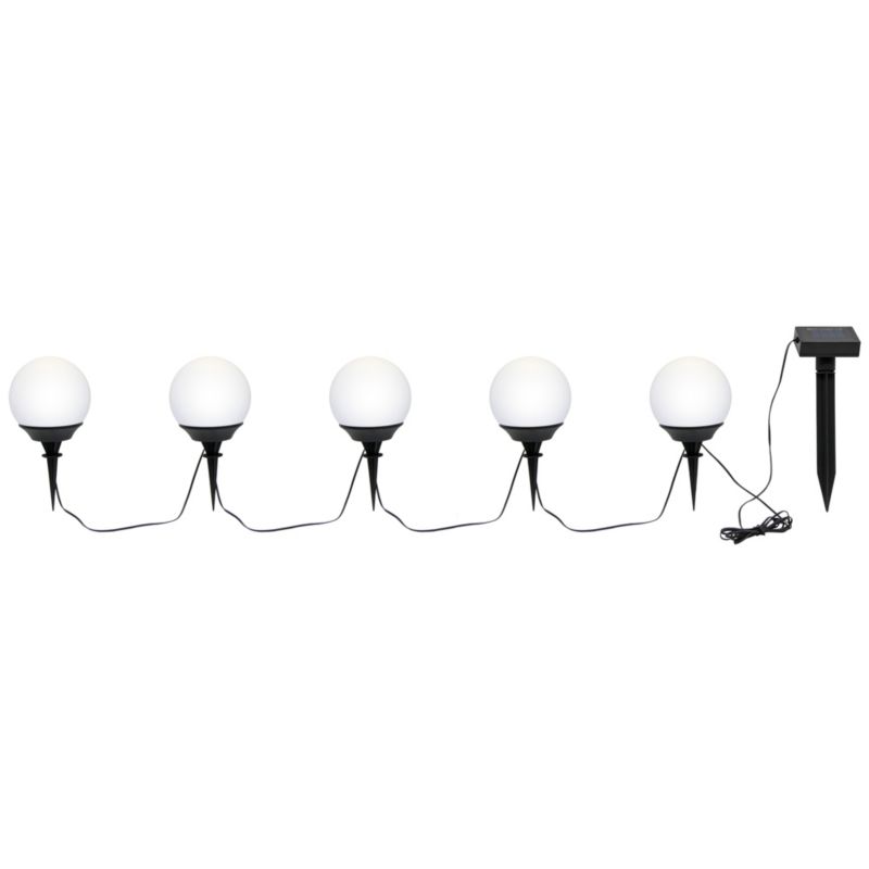 Solcellelampe kugle 9 cm til nedstikning, 5 stk.