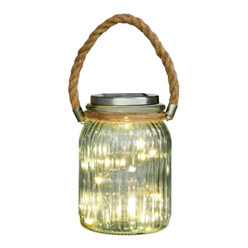 Solcellelampe i glas med 2300 K varm grøn lys