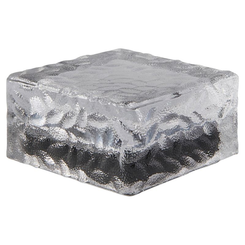 Solcellelampe i glas, kubeformet 10 cm