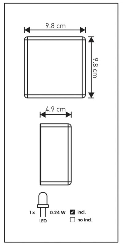 Solcellelampe i glas, kubeformet 10 cm