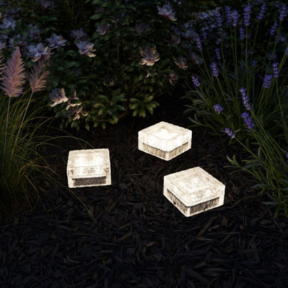 Solcellelampe i glas, kubeformet 10 cm