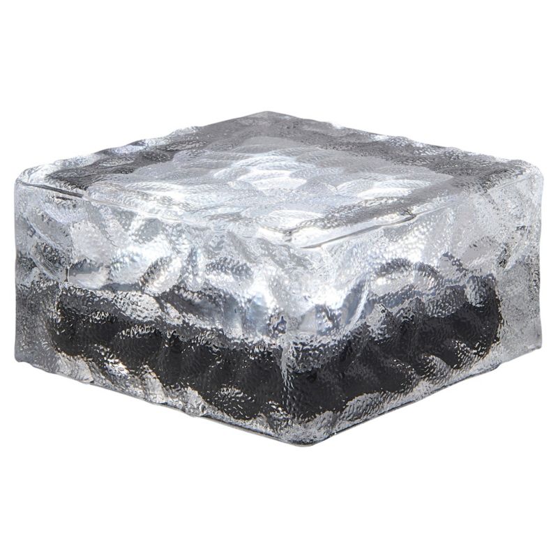 Solcellelampe i glas, kubeformet 10 cm