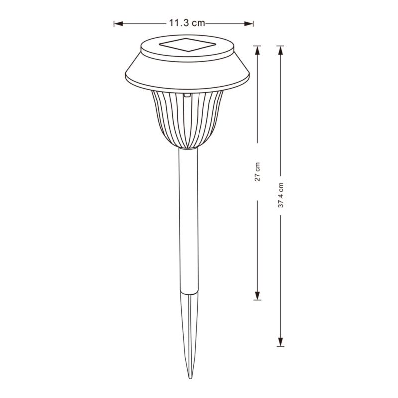 Sort solcellelampe med jordspyd 12 cm
