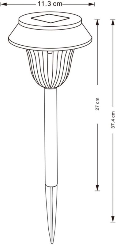 Sort solcellelampe med jordspyd 12 cm