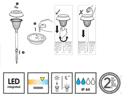 Sollampe Nedstik 12 cm Sort
