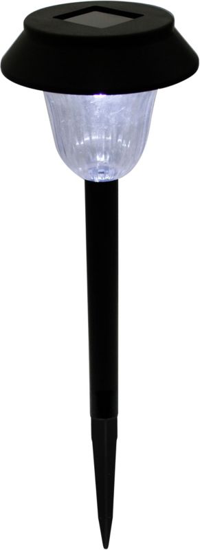 Sort solcellelampe med jordspyd 12 cm