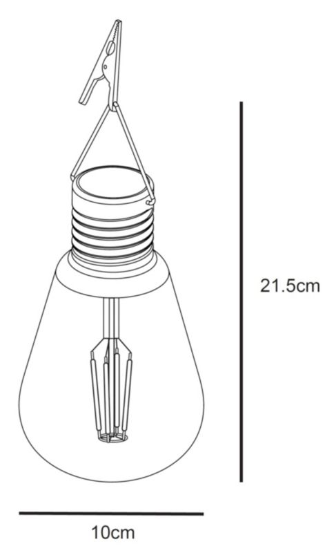 Solcellelampe med glaspære og clips