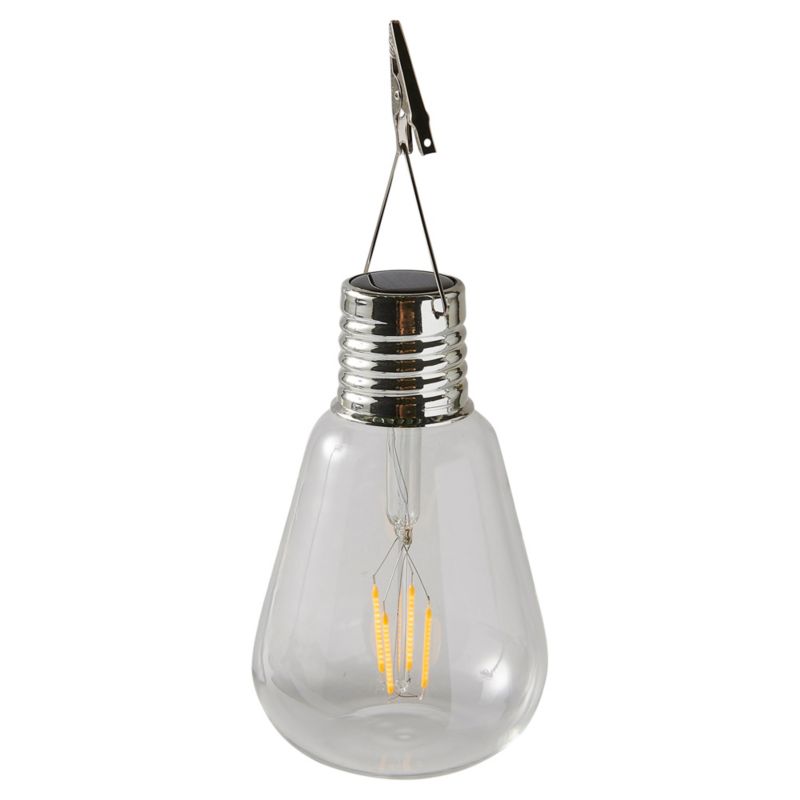 Solcellelampe med glaspære og clips