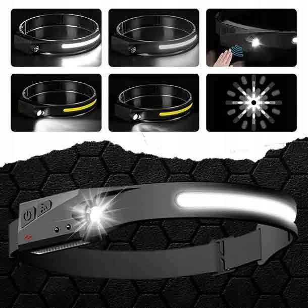 LED-pandelampe Germina med gummirem til løb + bevægelsessensor (1 stk.)