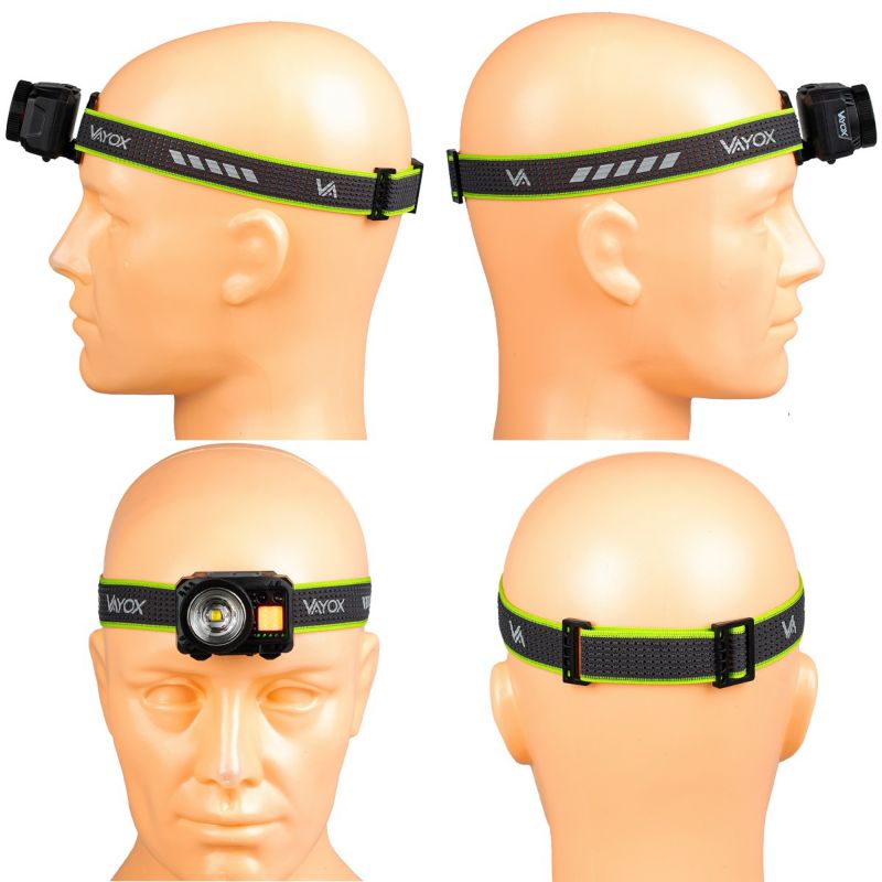 Vayox VA0098 genopladelig pandelampe med bevægelsessensor og zoom, 500 lm, 1 stk.