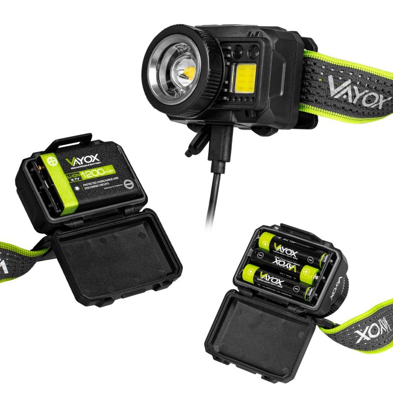 Vayox VA0098 genopladelig pandelampe med bevægelsessensor og zoom, 500 lm, 1 stk.