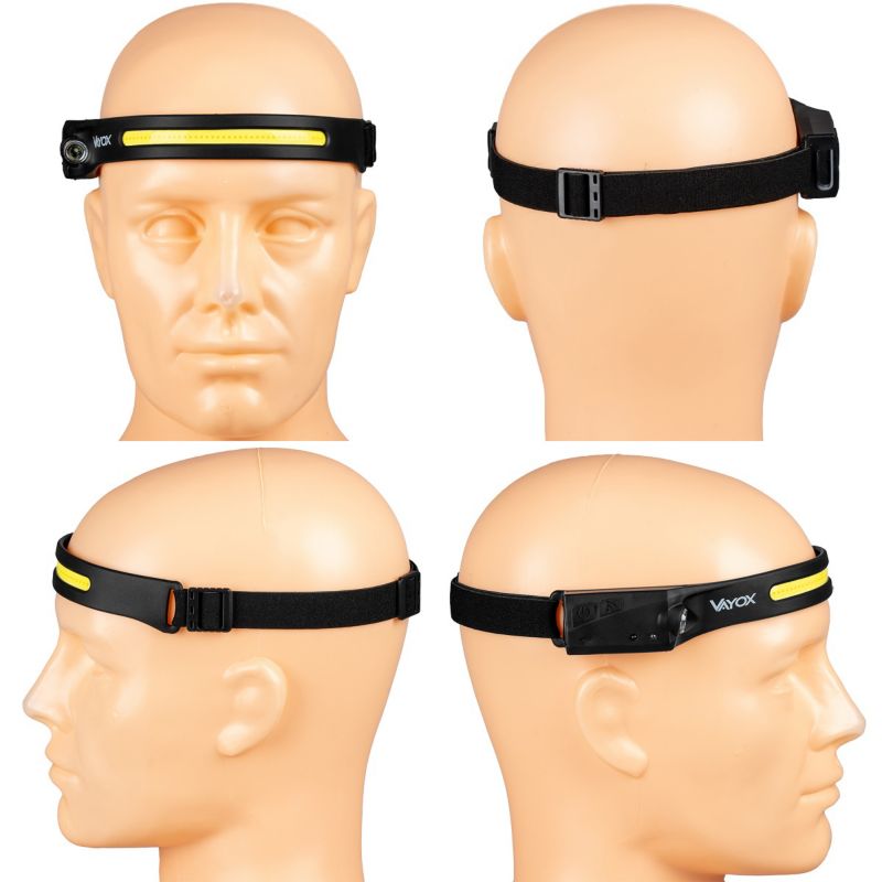 Vayox VA0128 genopladelig pandelampe med silikone, bevægelsessensor, 350 lm, 1 stk.