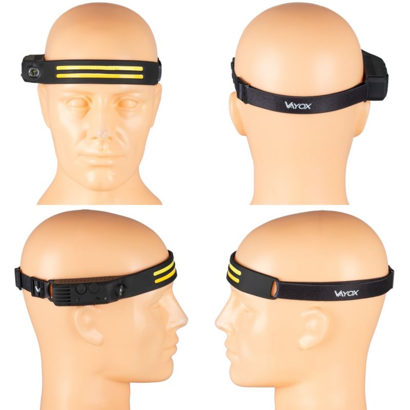 Vayox VA0129 genopladelig pandelampe med silikone, bevægelsessensor, 300 lm, 1 stk.