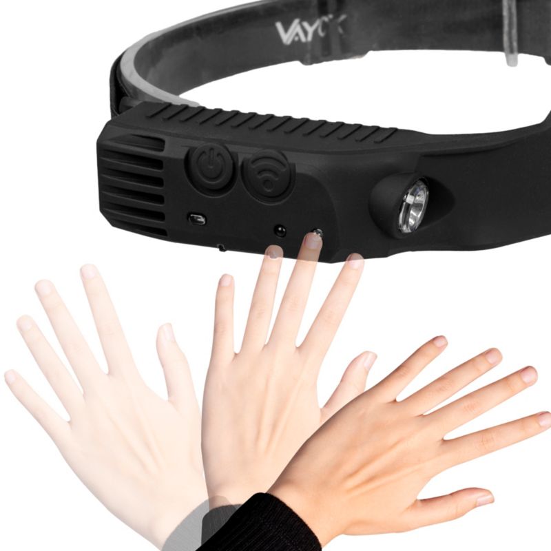 Vayox VA0129 genopladelig pandelampe med silikone, bevægelsessensor, 300 lm, 1 stk.