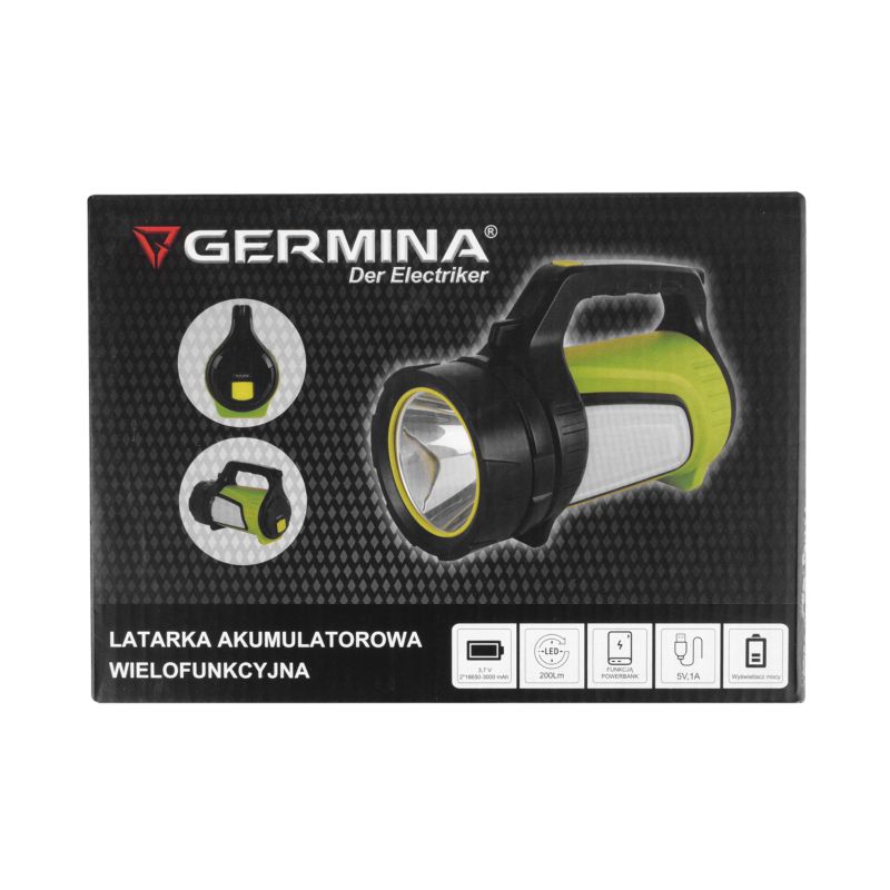 LED campinglygte Germina med genopladeligt batteri og multifunktion