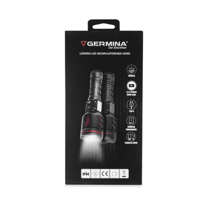 Germina taktisk LED-lommelygte med genopladeligt batteri 1000 lm, 1 stk.