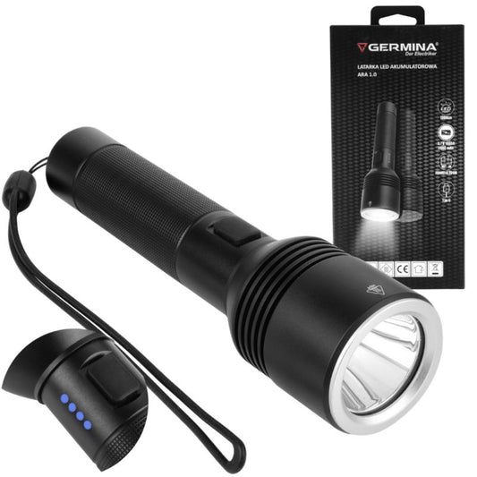 Germina bærbar taktisk LED-lommelygte IP44, 1 stk.