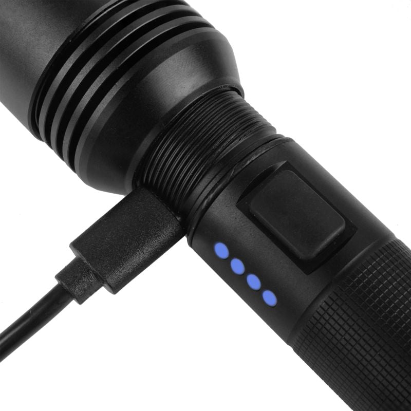 Germina taktisk LED-lommelygte, bærbar, IP44, 5 lysindstillinger + SOS, 14 timers driftstid, 1 stk.