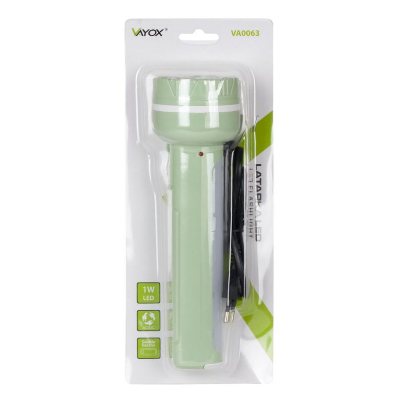 LED-lommelygte Vayox VA0063 med genopladeligt batteri, sidebelysning, 230V, 120 lm, 1 stk.