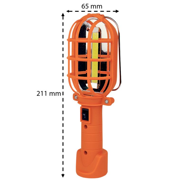 XUDO LED-arbejdslampe 3W COB med 3xAA, magnet og krog, orange, 1 stk.