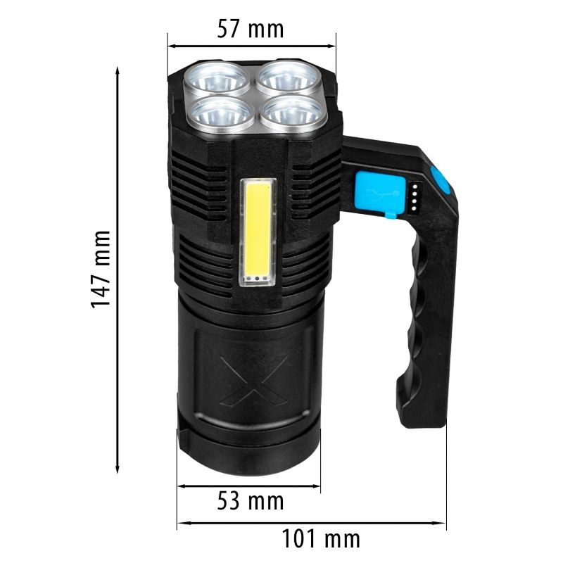 Vayox VA0113 genopladelig LED-lygte med sidelyst 250 lm, 1 stk.