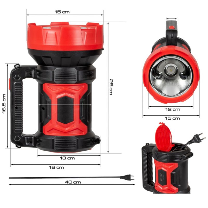Vayox VA0124 genopladelig spotlight-lommelygte 230V 400lm, 1 stk.