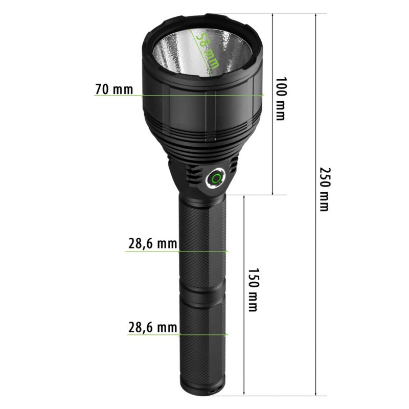 Vayox VA0043 taktisk genopladelig lommelygte, vandtæt IPX6, 3000 lm, 1 stk.