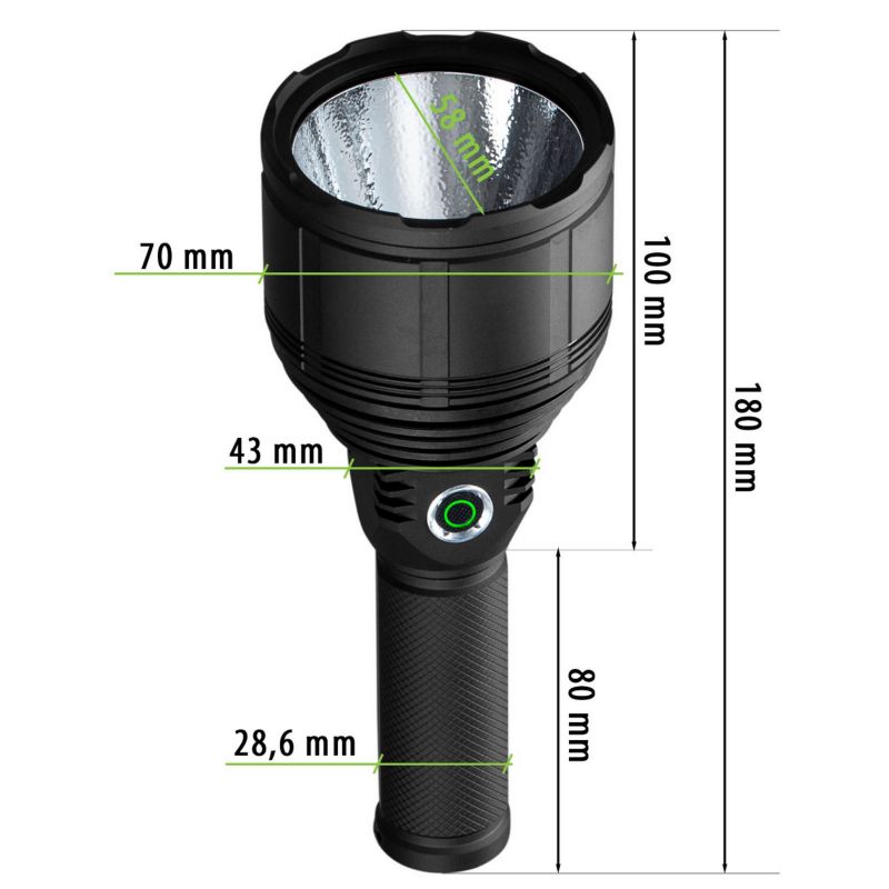 Vayox VA0044 taktisk genopladelig lommelygte, vandtæt IPX6, 3000 lm, 1 stk.