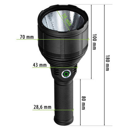 Vayox VA0044 taktisk genopladelig lommelygte, vandtæt IPX6, 3000 lm, 1 stk.