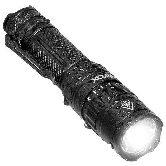 Vayox VA0077 taktisk genopladelig lommelygte, vandtæt IP65, 1500 lm, 1 stk.
