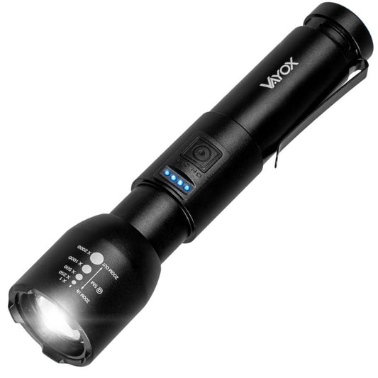 Vayox VA0180 taktisk genopladelig lommelygte med ZOOM, 800 lm, 1 stk.