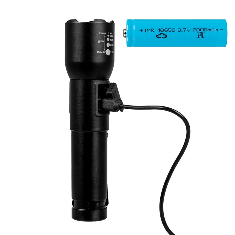 Vayox VA0180 taktisk genopladelig lommelygte med ZOOM, 800 lm, 1 stk.
