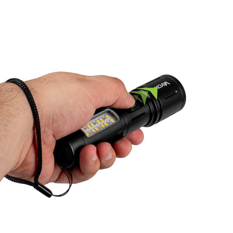 Vayox VA0181 taktisk genopladelig lommelygte med sidelyst og ZOOM, 260 lm, 1 stk.
