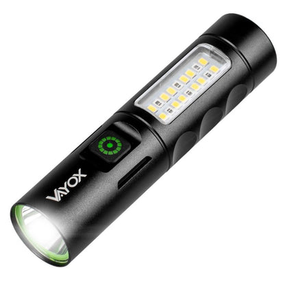 Vayox VA0184 taktisk lommelygte med genopladeligt batteri, sidelampe 250 lm, 1 stk.