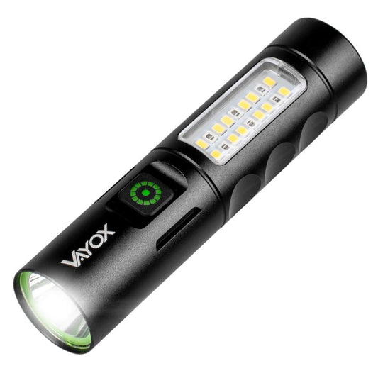 Vayox VA0184 taktisk lommelygte med genopladeligt batteri, sidelampe 250 lm, 1 stk.